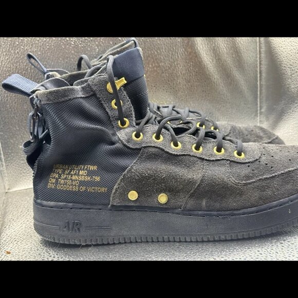 Size 11 - Nike SF Air Force 1 Mid 'Obsidian' Navy Blue/Gold Mens 917753-400 - Picture 7 of 13